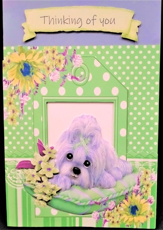  4 cute westies on cushion with flowers card fronts 7x7 mini kit by Margarette Blakeborough