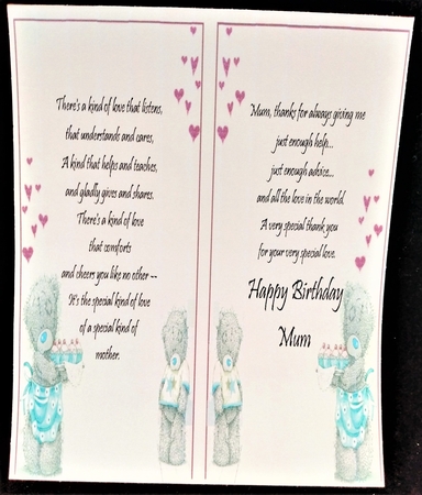 Tatty Teddy Mum Birthday or Mothers Day by Margarette Blakeborough