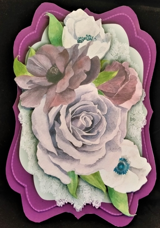 Tent Card  With Verse ,Lilac  Roses by Margarette Blakeborough