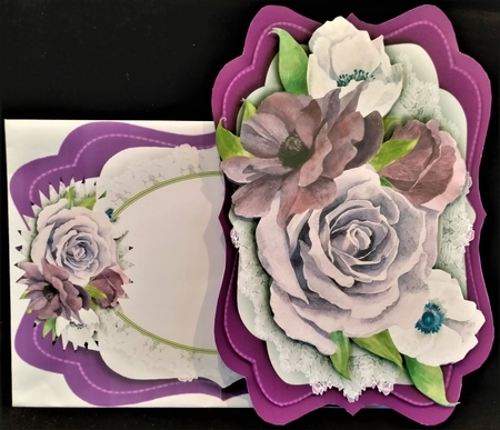 Tent Card  With Verse ,Lilac  Roses by Margarette Blakeborough