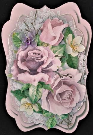 Tent Card  With Verse  Roses and Blossom by Margarette Blakeborough