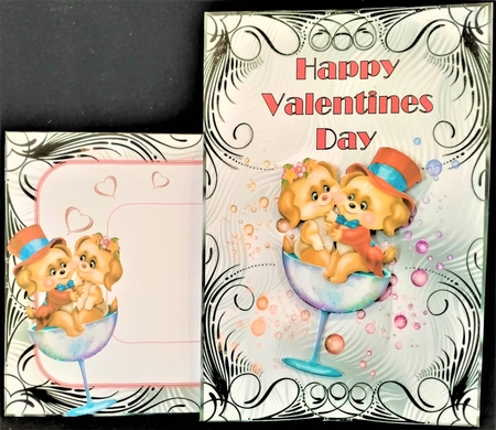 Love in a Wine Glass - A5 card front with decoupage by Margarette Blakeborough