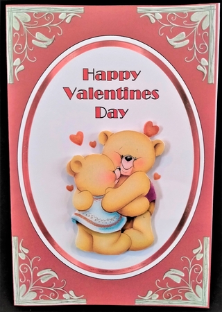 Valentine Bears - Oval topper with decoupage by Margarette Blakeborough