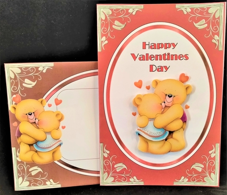Valentine Bears - Oval topper with decoupage by Margarette Blakeborough