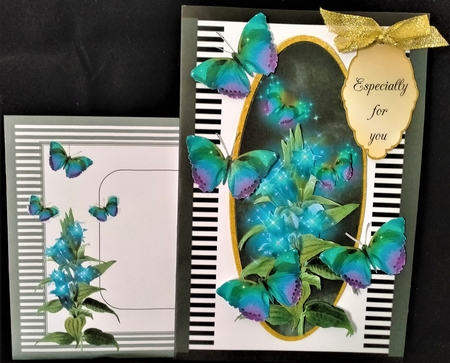 Magical Butterflies Slimline Card Topper - Blue 1 by Margarette Blakeborough
