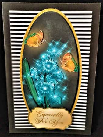 Magical Butterflies Slimline Card Topper - Blue 2 by Margarette Blakeborough