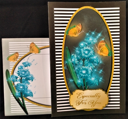 Magical Butterflies Slimline Card Topper - Blue 2 by Margarette Blakeborough