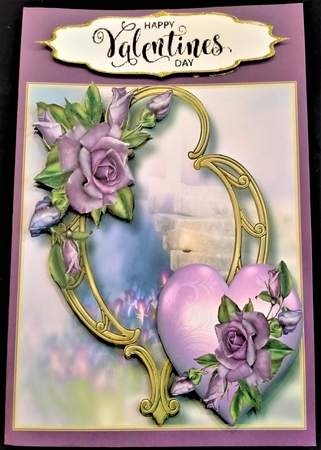 Hearts & Flowers On Golden Frame - Heritage Roses 8x8 by Margarette Blakeborough