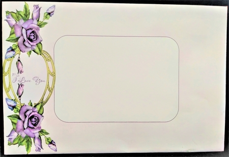 Hearts & Flowers On Golden Frame - Heritage Roses 8x8 by Margarette Blakeborough