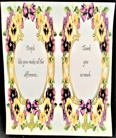 Hearts & Flowers On Golden Frame - Muted Pansies 8x8 by Margarette Blakeborough