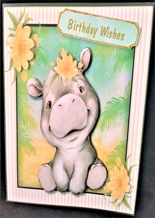 Gorgeous Baby Hippo with Flower  by Margarette Blakeborough