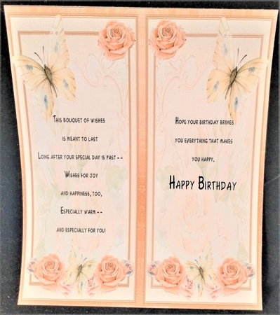Vintage rose and butterfly 7x7 by Margarette Blakeborough