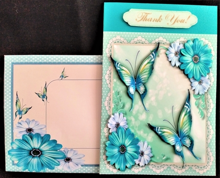 Beautiful Aqua Butterflys and Daisys  by Margarette Blakeborough