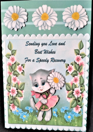 Get Well Soon 3 - 7x7inch card front with decoupage by Margarette Blakeborough