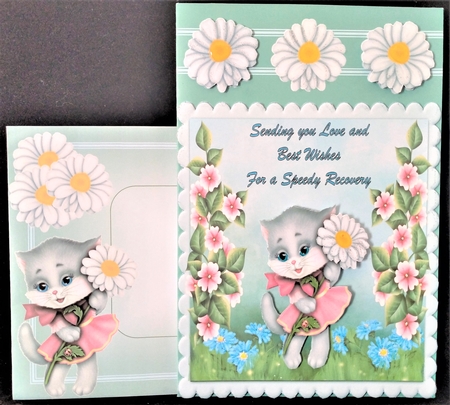 Get Well Soon 3 - 7x7inch card front with decoupage by Margarette Blakeborough