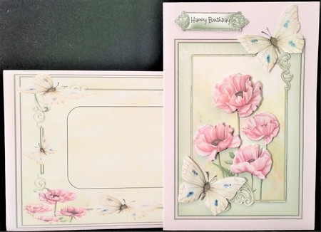 Pink Poppy and butterfly 5x7 by Margarette Blakeborough