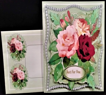 4, Beautiful 8x8 Floral Cards with Pearls by Margarette Blakeborough