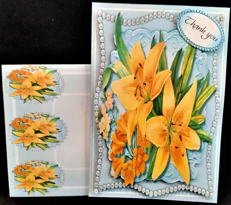4, Beautiful 8x8 Floral Cards with Pearls by Margarette Blakeborough