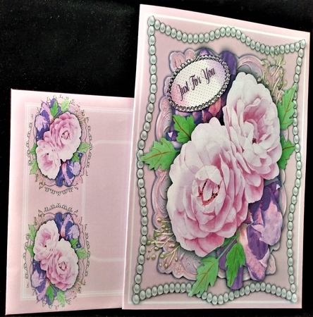 4, Beautiful 8x8 Floral Cards with Pearls by Margarette Blakeborough