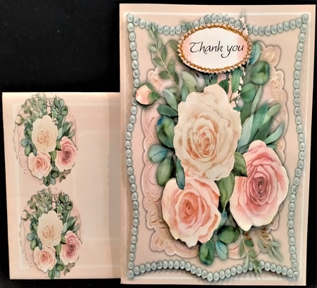 4, Beautiful 8x8 Floral Cards with Pearls by Margarette Blakeborough