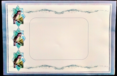 8 x 8 Card Front Blue/Lilac Bird/Floral with Sentiment Toppers by Margarette Blakeborough
