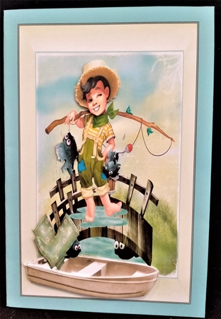Lucky Fishing Boy Topper with Decoupage by Margarette Blakeborough