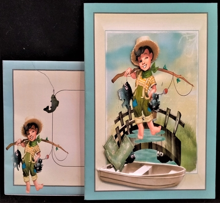 Lucky Fishing Boy Topper with Decoupage by Margarette Blakeborough