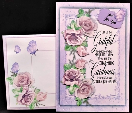 A5, Gorgeous Lilac Roses and Quote  by Margarette Blakeborough