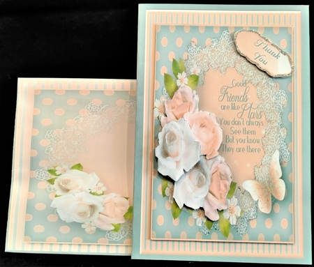 Peach Roses - Decoupage Card Mini Kit by Margarette Blakeborough