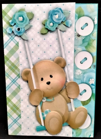 Swinging Over The Edge Asymmetric Decoupage Card & Inserts - Blue by Margarette Blakeborough