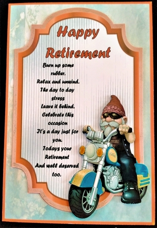 Retirement 7 - 7x5 inch topper with decoupage by Margarette Blakeborough