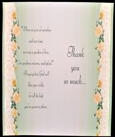 3 Yellow lace rose notelet card front/toppers  by Margarette Blakeborough