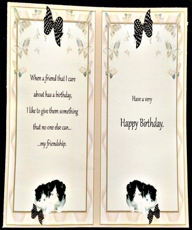 Cute flufy black and white kittens with bows 7x7 topper by Margarette Blakeborough