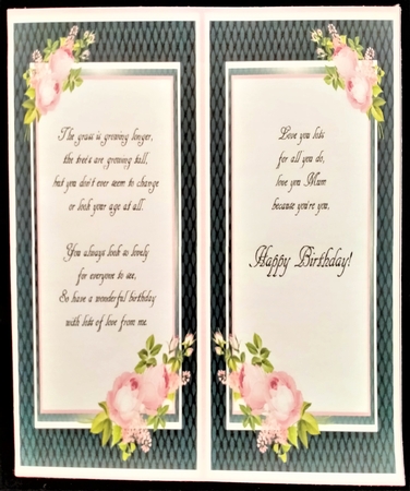 8X8 My Beautiful Mum Floral Card Front with decoupage  by Margarette Blakeborough