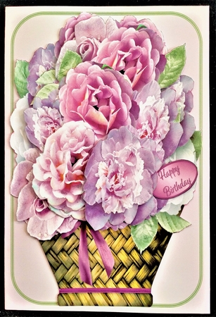 Pink Bouquet - Basket of Flowers Card Mini Kit by Margarette Blakeborough