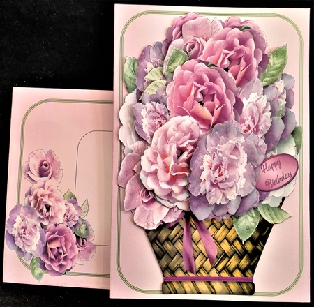 Pink Bouquet - Basket of Flowers Card Mini Kit by Margarette Blakeborough