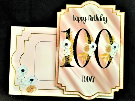 100th Birthday Shaped Card by Margarette Blakeborough