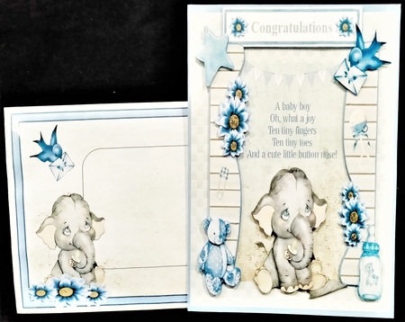 Baby Boy Elephant Decoupage Mini Kit by Margarette Blakeborough