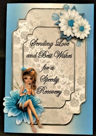 Get Well Soon 10 - 7x5 inch card front with decoupage by Margarette Blakeborough