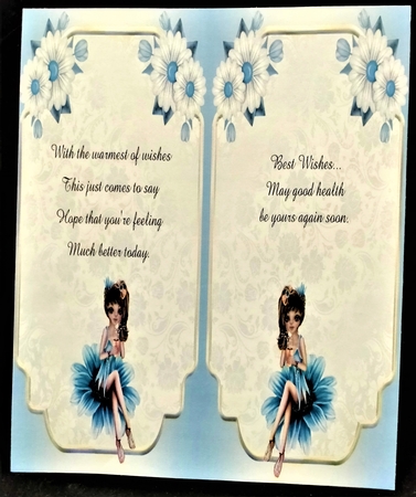 Get Well Soon 10 - 7x5 inch card front with decoupage by Margarette Blakeborough
