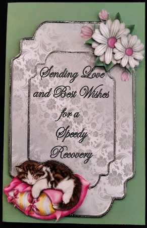 Get Well Soon 11 - 7x5 inch card front with decoupage by Margarette Blakeborough