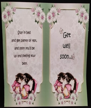 Get Well Soon 11 - 7x5 inch card front with decoupage by Margarette Blakeborough