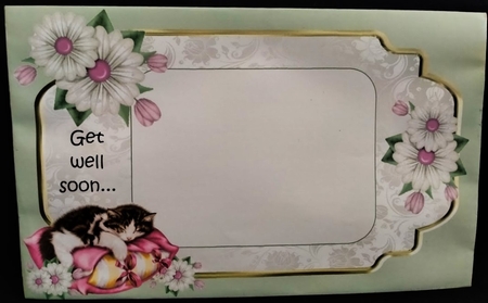 Get Well Soon 11 - 7x5 inch card front with decoupage by Margarette Blakeborough