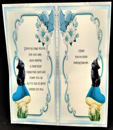 Get Well Soon 13 - 7x5 inch card front with decoupage by Margarette Blakeborough