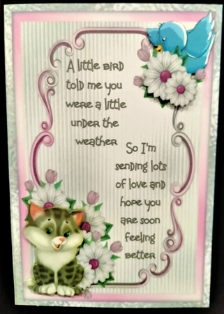 Get Well Soon 14 - 7x5 inch card front with decoupage by Margarette Blakeborough