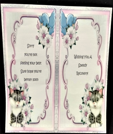 Get Well Soon 14 - 7x5 inch card front with decoupage by Margarette Blakeborough