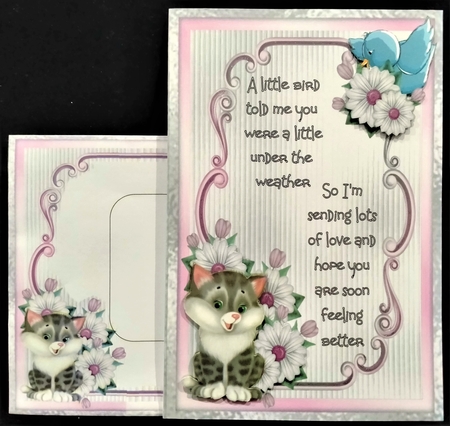 Get Well Soon 14 - 7x5 inch card front with decoupage by Margarette Blakeborough