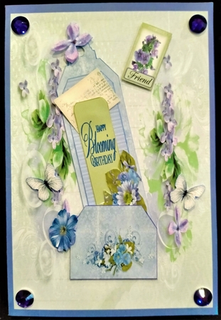 Tag & Pocket Floral 7 x 7 Birthday Card by Margarette Blakeborough
