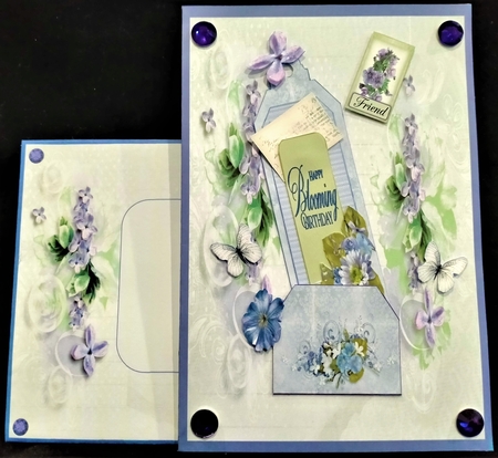 Tag & Pocket Floral 7 x 7 Birthday Card by Margarette Blakeborough