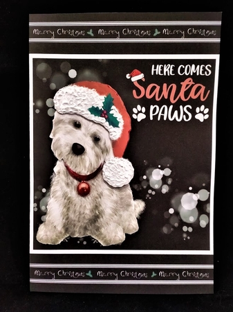 Santa Paws Decoupage Card Mini Kit 7x7 - Westie by Margarette Blakeborough